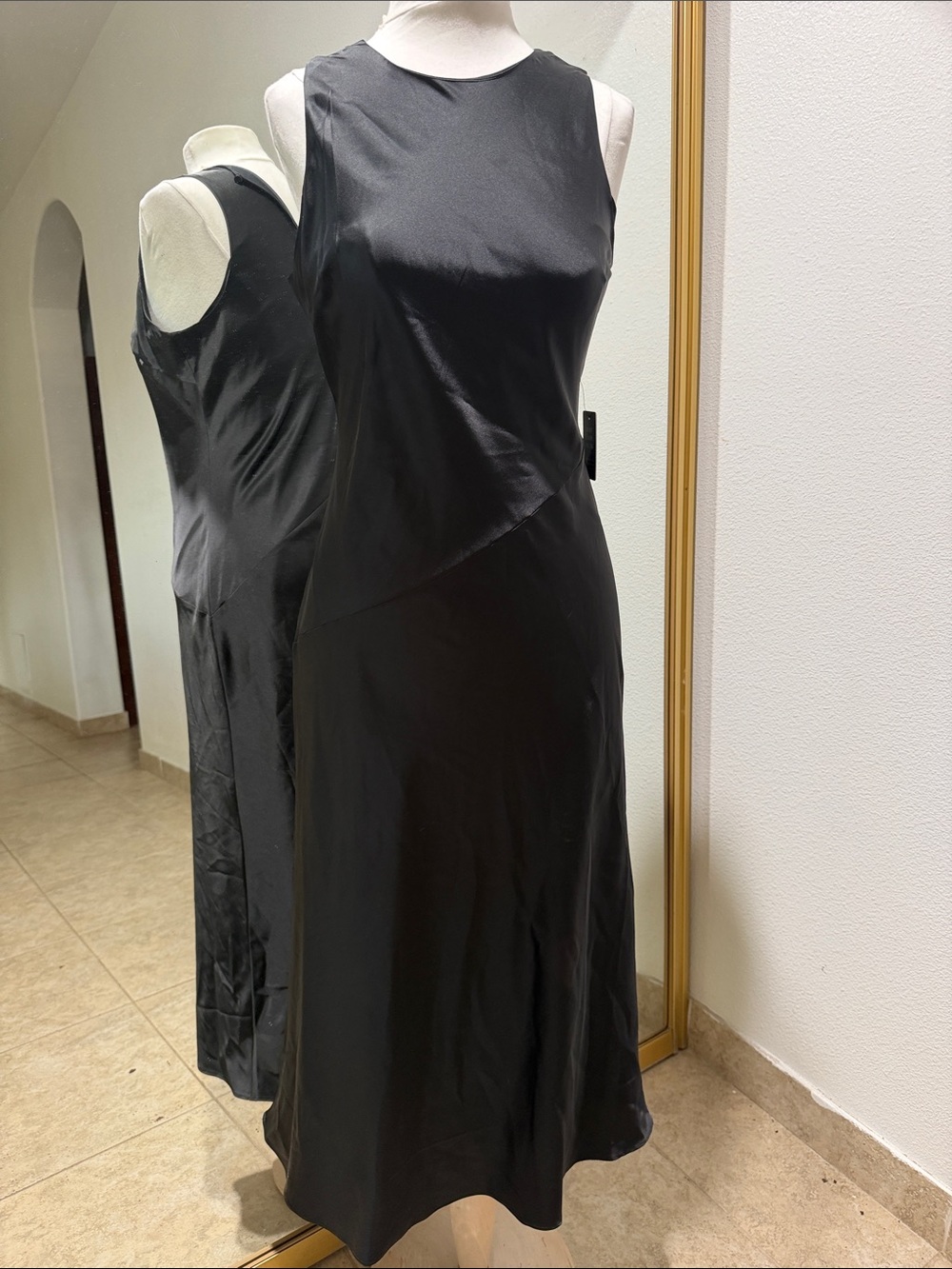 Express Black Satin Midi Dress